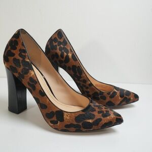 Cole‎ Haan Chelsea Pump Women 8.5B Leopard Calf Hair Nike Air Block Heel D40388